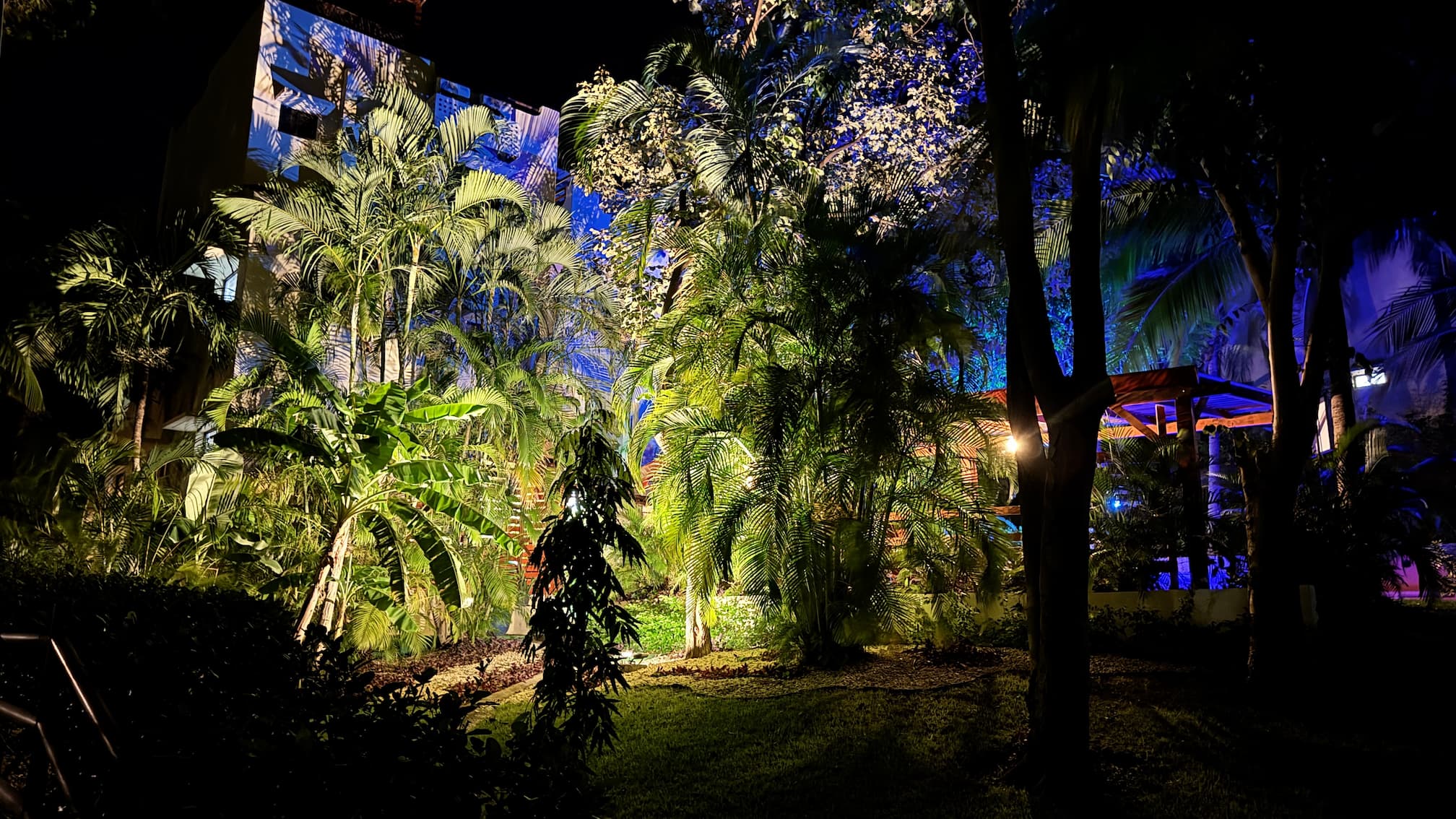 Coco Sunset Hills – Pool #5 and its patio area illuminated at night